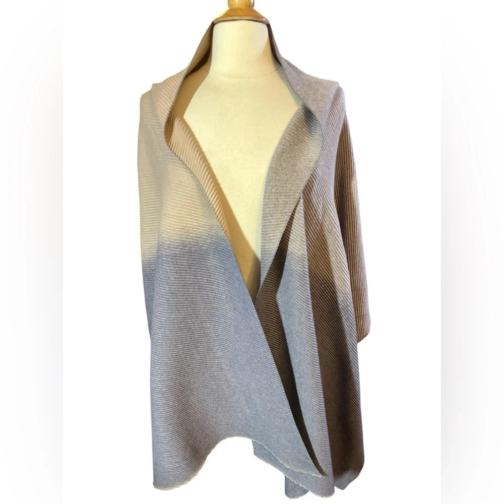 Joy Susan Two-tone Purple & Pink Ribbed Stripe Shawl/ Wrap Scarf 24”wide 80”L